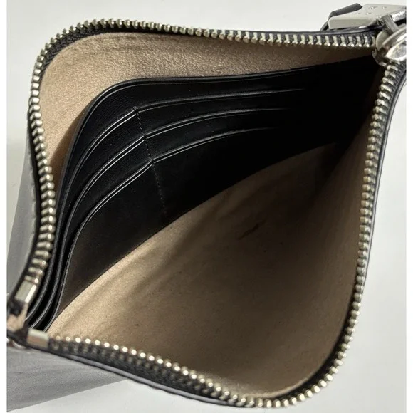 Proenza Schouler White Label Sullivan Slim Zip Pouch Wallet Card Black Leather - Picture 7 of 8